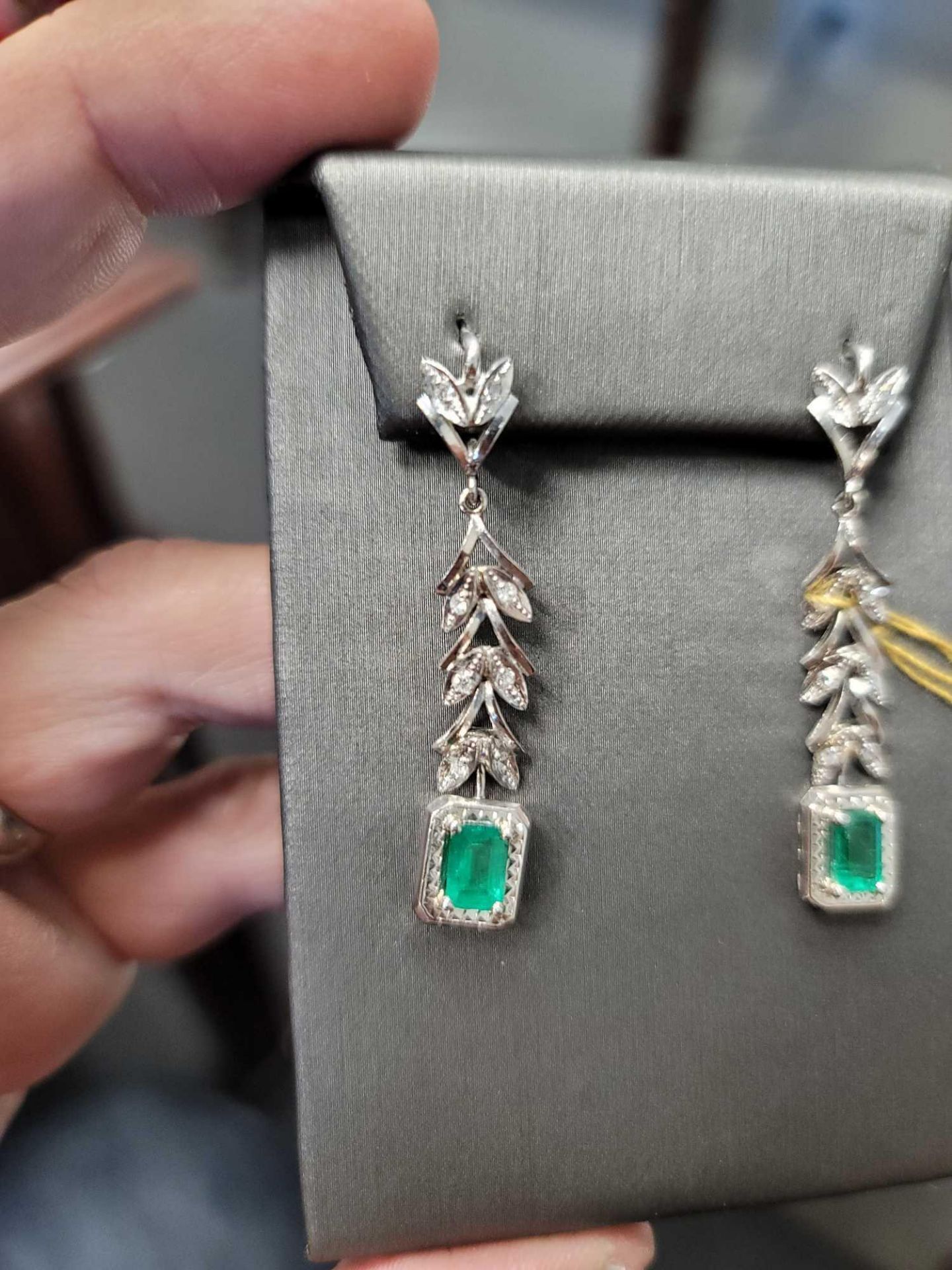 Emerald and Diamond Earrings, - Image 2 of 8