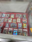 display case of baseball cards