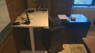 Desk and file cabinets