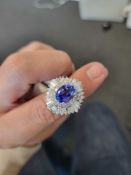 Tanzanite and Diamond Ring, 4.10 ct tanzanite, 2.87 cts diamonds