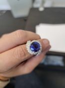 Tanzanite and Diamond Ring, 8.89ct Tanzanite, .99 cts Diamonds