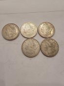 5 1921 morgan dollars