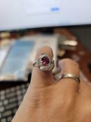 platinum ladies, diamond and pink sapphire 5.99 GR TW