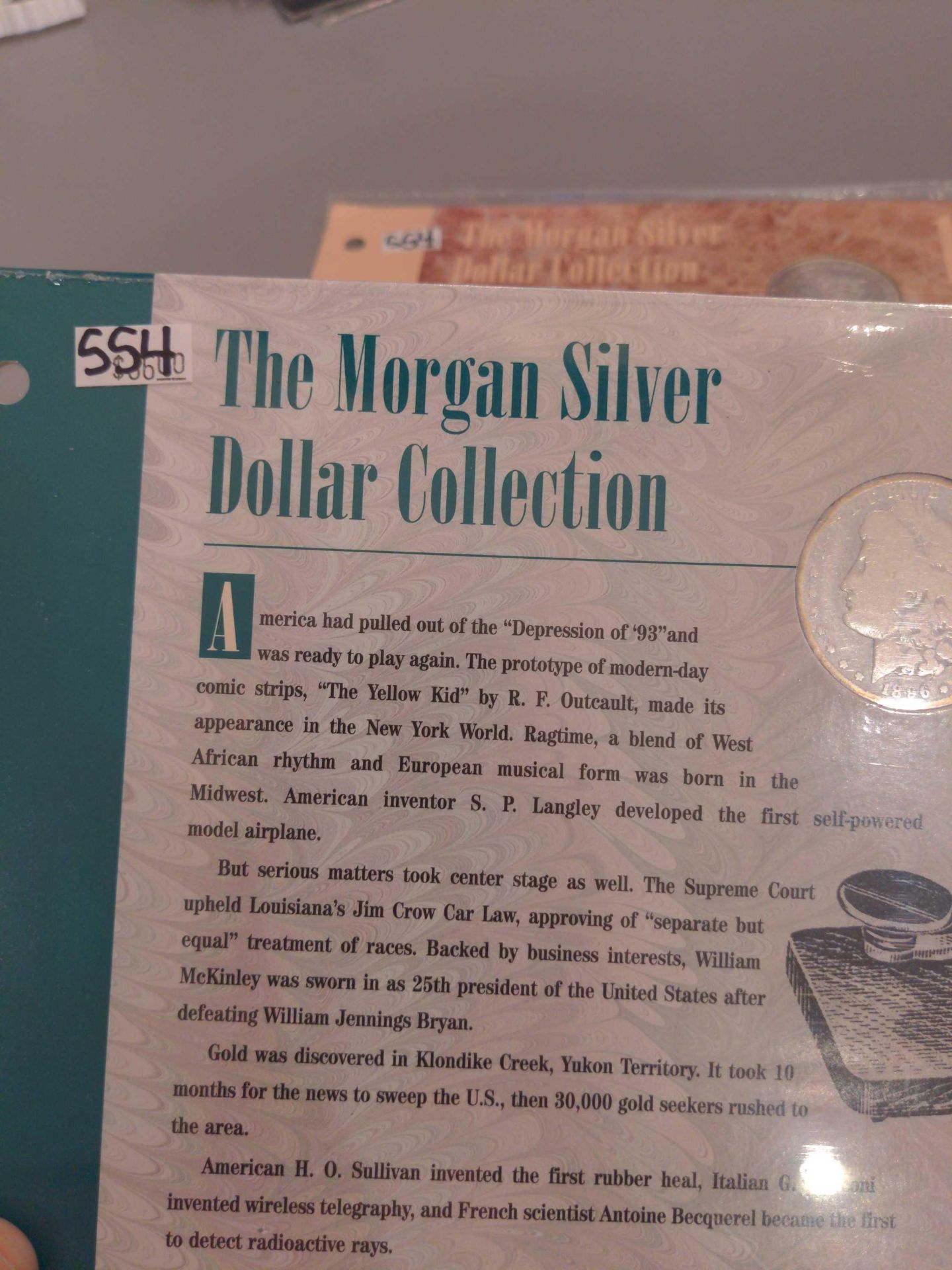 1896 and 1921 Morgan Dollar with Historical facts sleeve - Image 2 of 6
