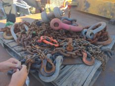 Pallet of chains & shackles Lots #101-#119 are located at 83 South Navjo Street, SLC UT 84104