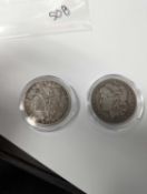 2 1889 Morgan Silver Dollars