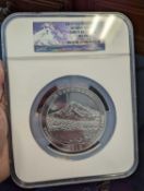 2010 5 oz Mt Hood MS69 5 oz Silver Graded coin