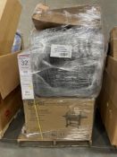 pallet of Dyna-Glo charcoal grill, TV furniture, Graco seat and more
