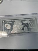 Silver Wisconsin 100 Dollar Bill Silver