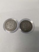 2 1900 Morgan Dollars