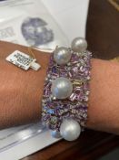 South Sea Pearl, Diamond and Sapphire Bracelet, 39 ctc, sapphires, 4 cts of diamonds