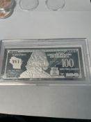 Silver Wisconsin 100 Dollar Bill Silver