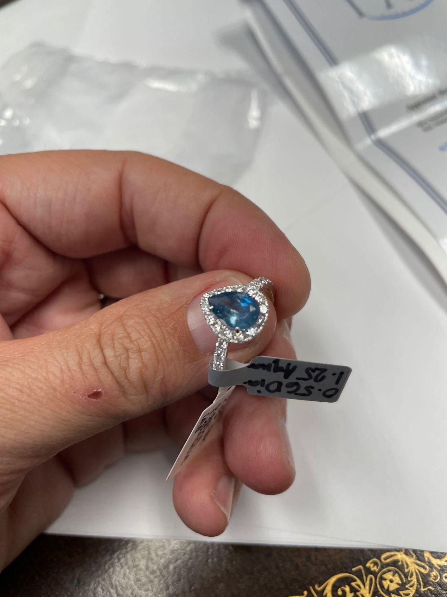 Rare Dark aquamarine and diamond ring, rare dark color from the Tatu Mine in Brazil - Image 4 of 7