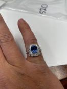 Excellent Color Sapphire and Diamond Ring