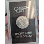 1884 Carson City Uncirculated Silver Dollar w Case