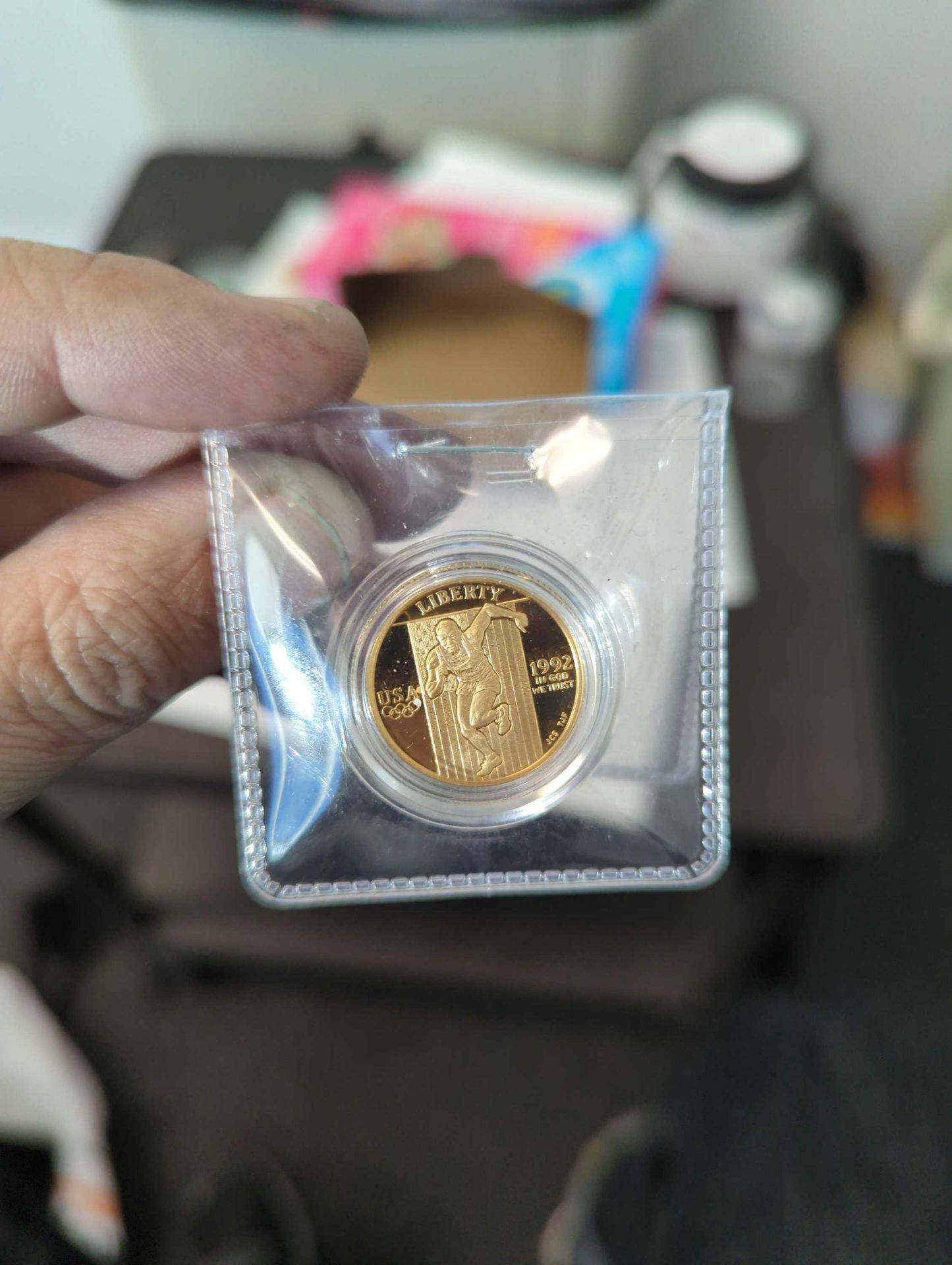 1992 5$ Gold Olympic Proof, .25 oz gold - Image 4 of 4