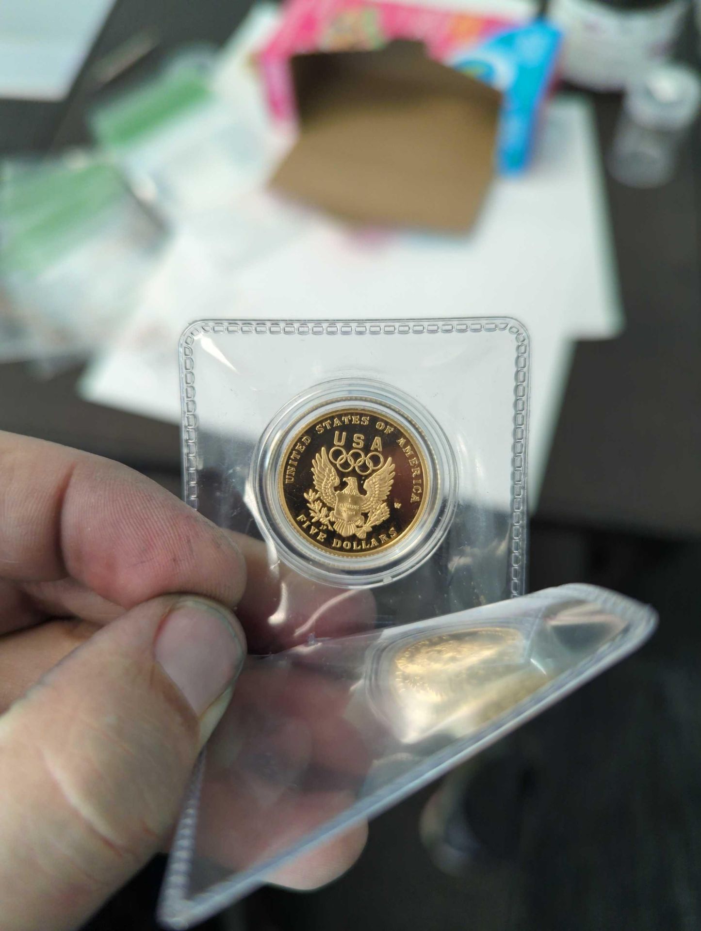 1992 5$ Gold Olympic Proof, .25 oz gold - Image 3 of 4