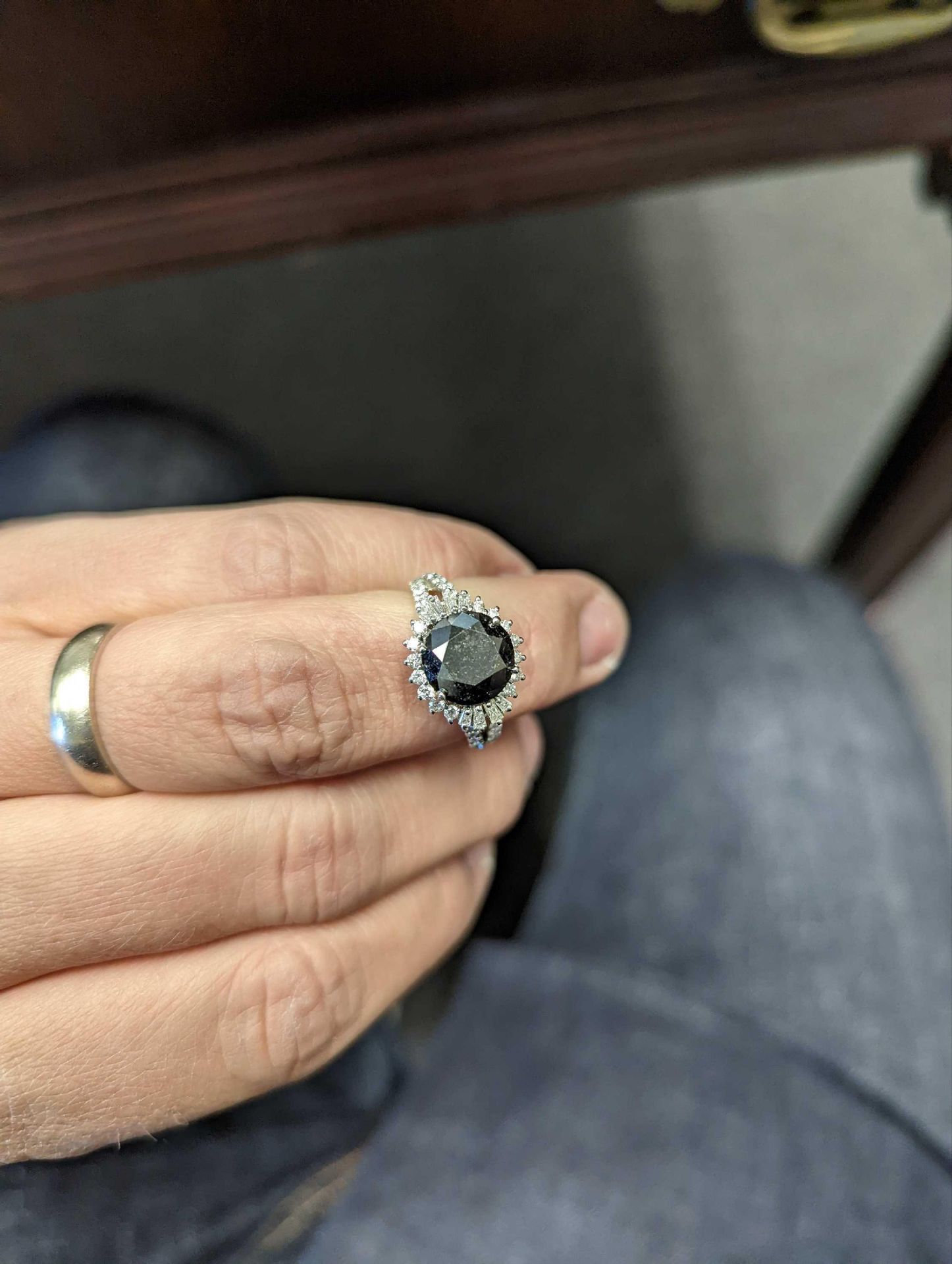 Platinum and Black Diamond Ring, - Image 3 of 7