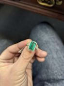 Emerald and Diamond Ring, 4.54 ct EMerald, .57 cts Diamond