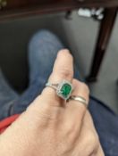 18KT White Gold and Diamond Emerald Ring