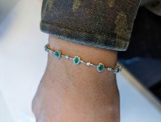 14KT Diamond and Emerald Bracelet