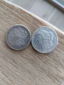 2 1890 Morgan Silver Dollars