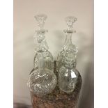 Pair Bohemian 19th C Decanters and two others to i