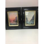 Pair of Nils Christiansen oils of sunrises.