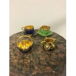 Coalport antique jewelled cabinet cups and saucers