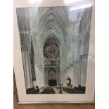 Framed and glazed Watercolour of a Cathedral inter