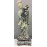 Carved alabaster figure of Guanyin 31 cm standing