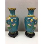Pair of Chinese cloisonne vases.height 20.5 cm and