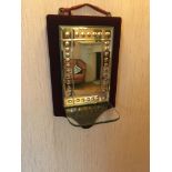 Mirrored hanging shelf. velvet backed 35 cm x 21 c