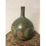 Qing dynasty fine quality tea dust ground enamelled vase, decorated with symettrical pattern and dra
