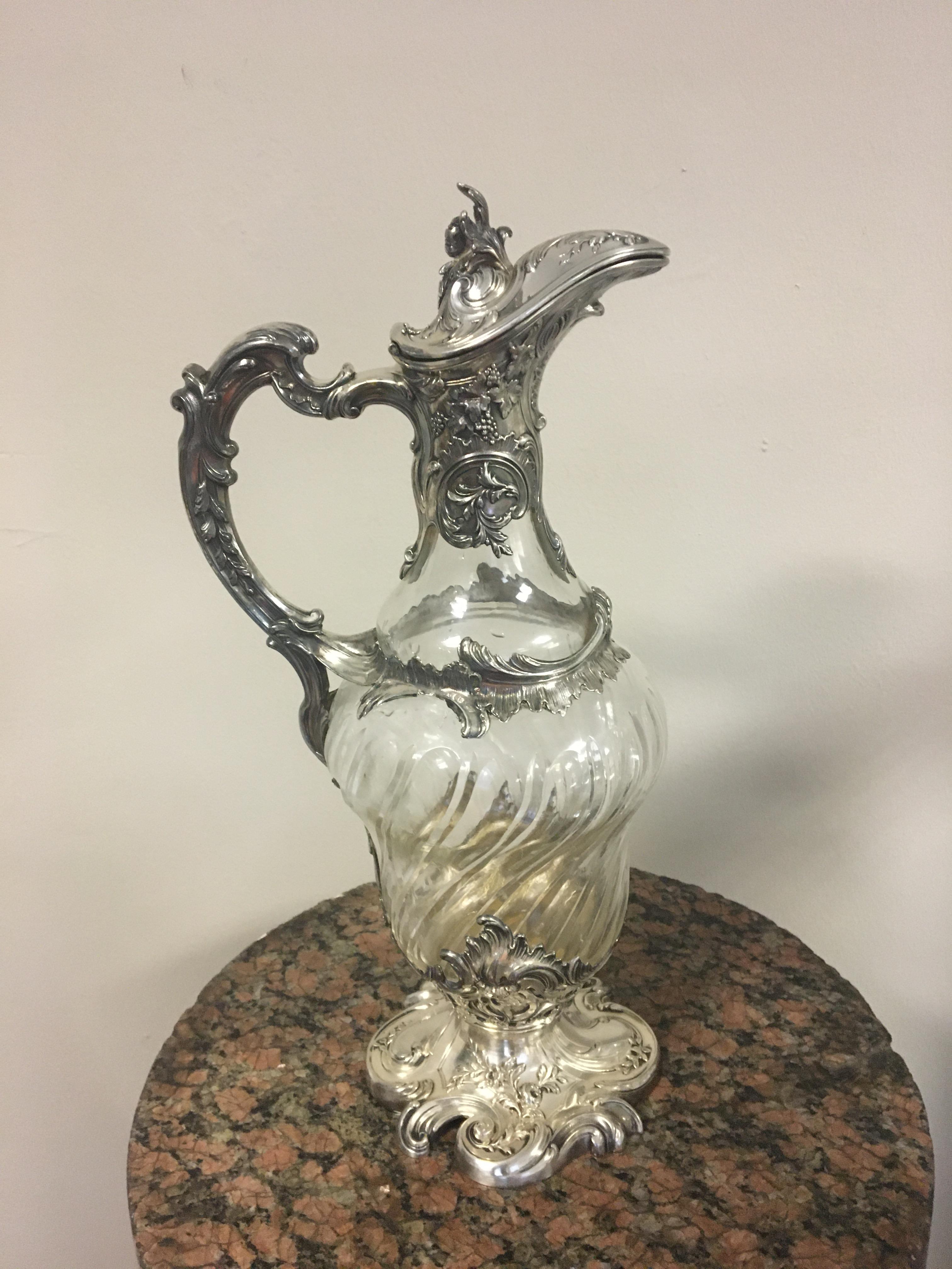 19th C French silver claret jug, makers mark for p - Image 2 of 5