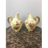 Pair of Royal Worcester flat back jugs C1906 RD number 1094, height 14cm