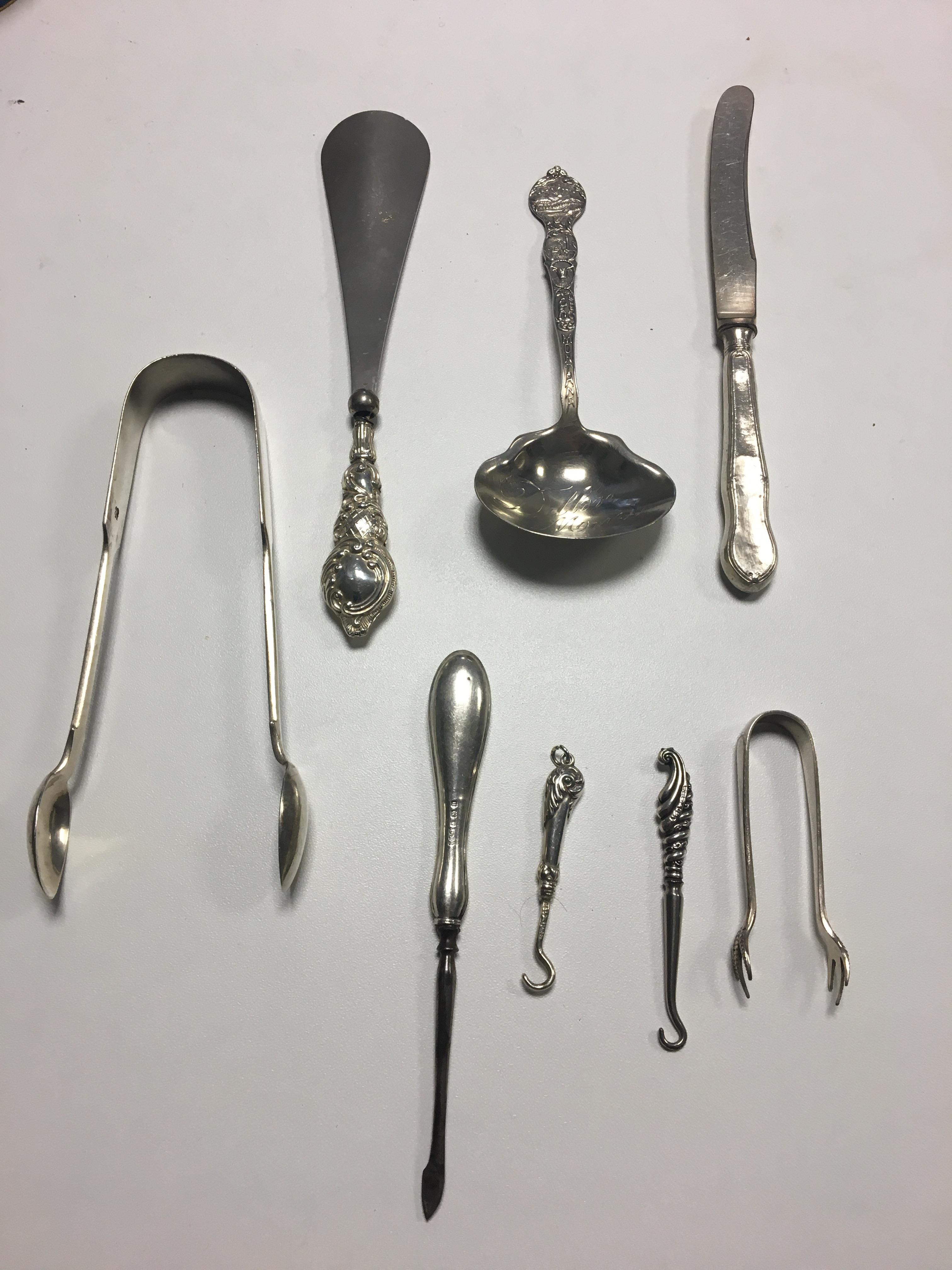 HM Silver snips, button hooks, spoons etc. - Image 2 of 7