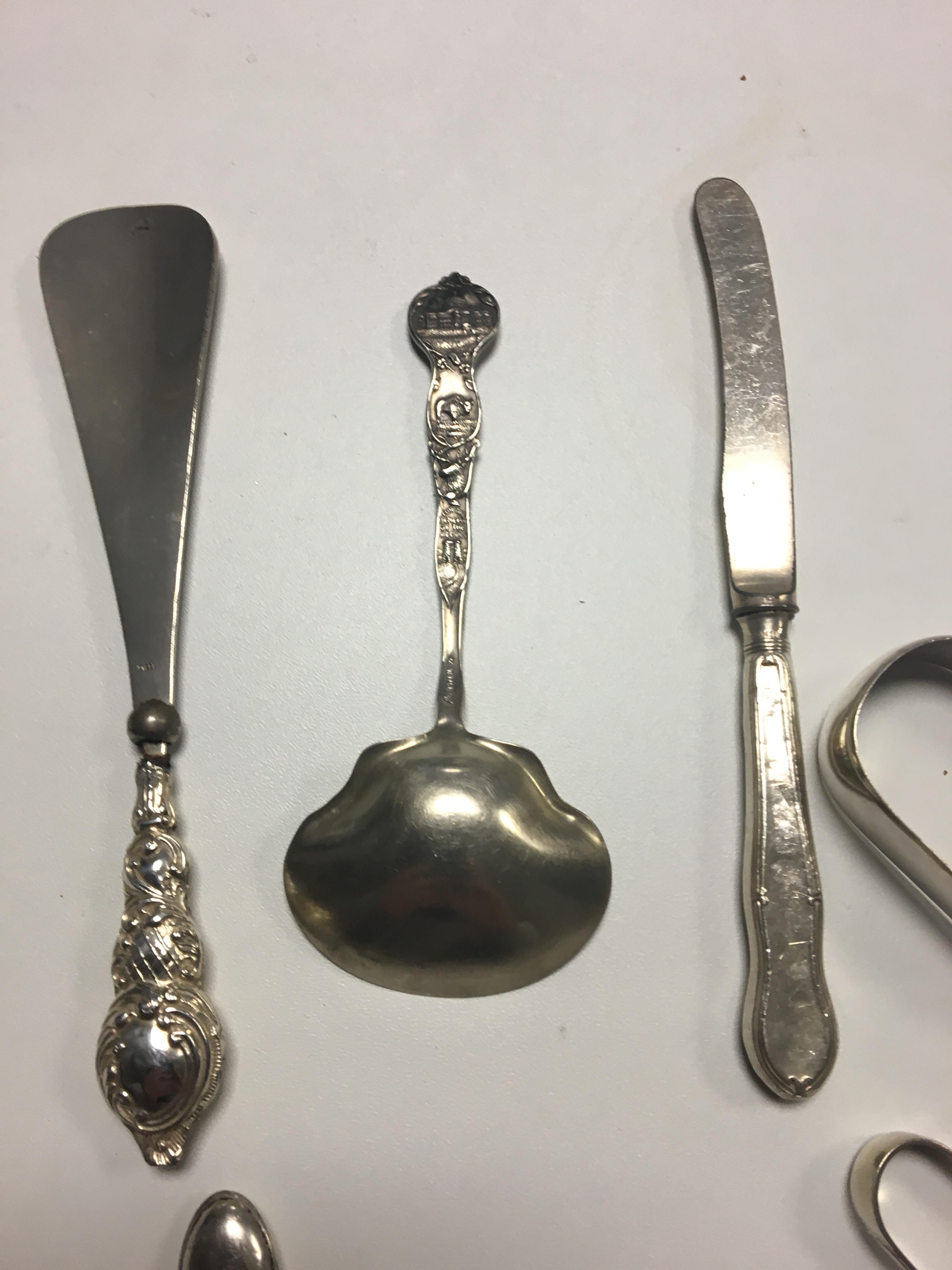 HM Silver snips, button hooks, spoons etc. - Image 6 of 7