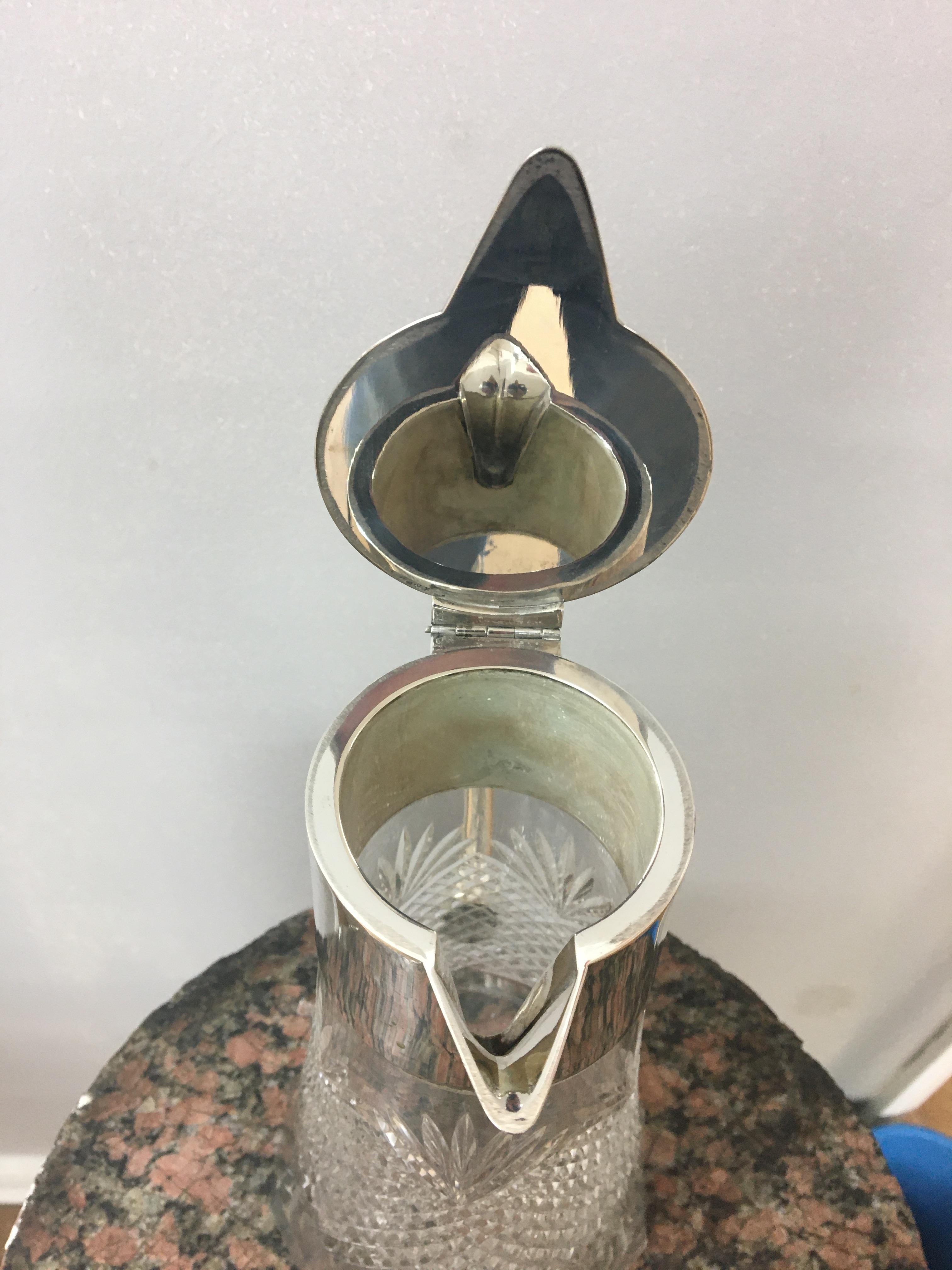 Continental Silver .800 silver topped claret jug maker marked "Gerr Friediander", 26 cm high. - Image 3 of 3
