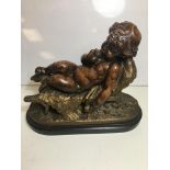 19th C Terracotta figure of a putti sleeping on a