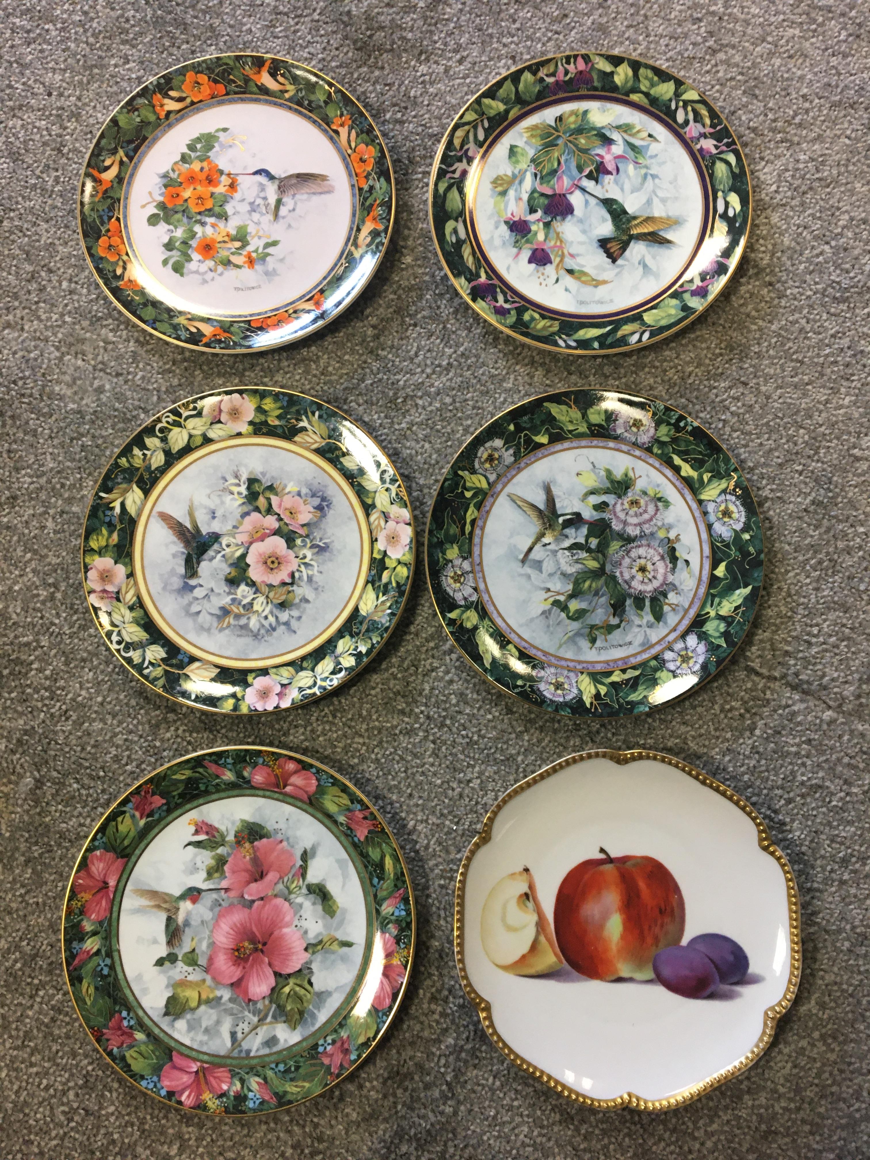 mixed lot of ornate plates to include still life of fruit. - Image 2 of 7