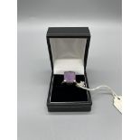 9ct white gold Amethyst dress ring.