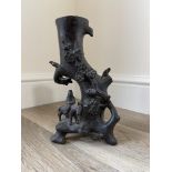 Chinese 18/19th C bronze tree vase with figures of ma