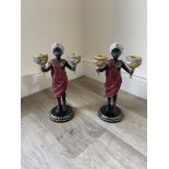 Pair modern blackamoor twin sconce candleabra. app