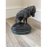 E Fremiet 19th c Bronze figure of a seated dog. 6.