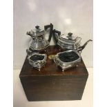 Large Mahogany Cased Four piece tea/water service,