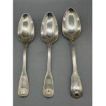 Three HM Silver serving spoons 287 G