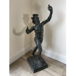 19th c bronze standing figure of "The Dancing Faun
