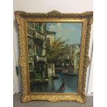 Oil on canvas painting of Venice, signed lower lef