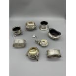 Qty hm silver salts and napkin rings.280 G